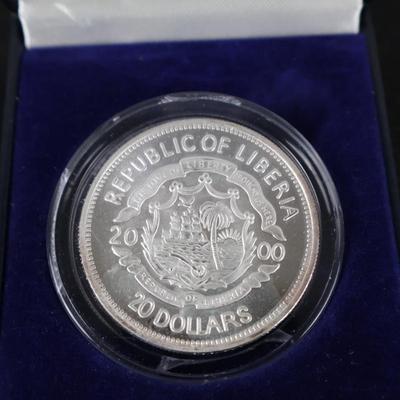 2000 Millennium Coin Republic of Liberia 20 Dollars - 1 oz Silver