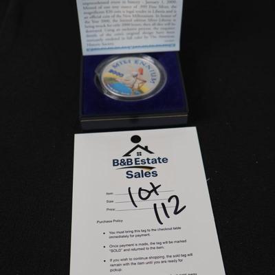 2000 Millennium Coin Republic of Liberia 20 Dollars - 1 oz Silver