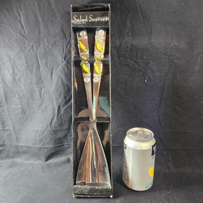 Sale Photo Thumbnail #469: This lot is for a set Contemporary Salad Servers. These are a new boxed set of Contemporary Salad Servers. They are nice and long about 14-inches.  A nice hostess gift or keep and use for yourself.