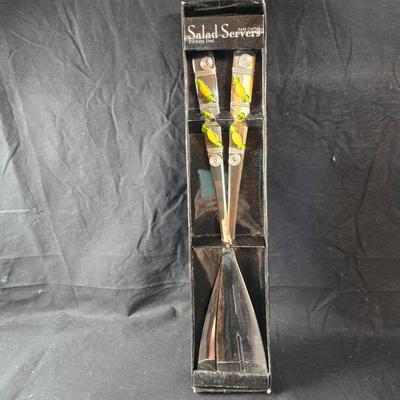 Sale Photo Thumbnail #470: This lot is for a set Contemporary Salad Servers. These are a new boxed set of Contemporary Salad Servers. They are nice and long about 14-inches.  A nice hostess gift or keep and use for yourself.