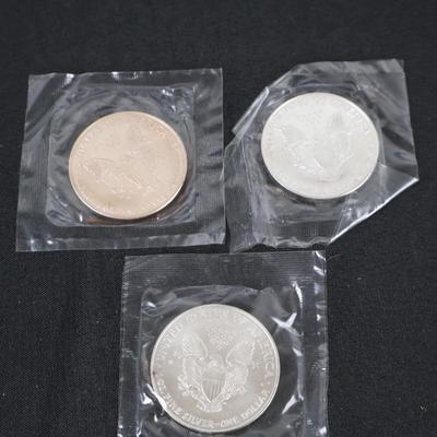 Silver American Eagles Lot (3)