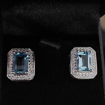 Platinum and topaz earrings