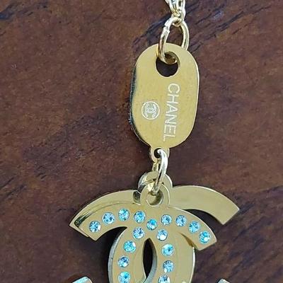 CC 18K GOLD PENDANT DIAMOND ZWAROVSKI NECKLACE