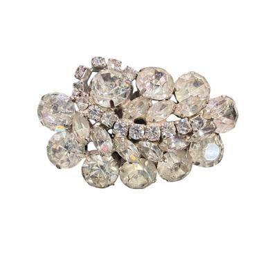 Sale Photo Thumbnail #497: Vintage Possible Eisenerg Clear Rhinestone Cluster Brooch With Silver Tone Set  Unsigned