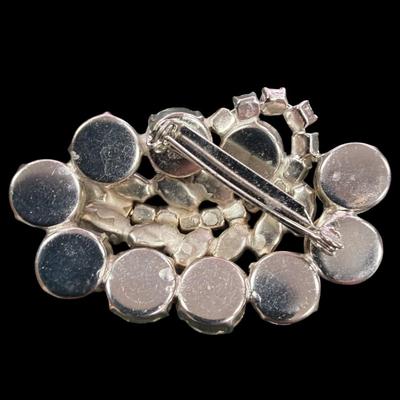 Sale Photo Thumbnail #495: Vintage Possible Eisenerg Clear Rhinestone Cluster Brooch With Silver Tone Set  Unsigned