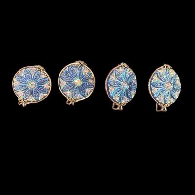 Sale Photo Thumbnail #517: Set of Four Vintage Hillcraft Rhinestone Blue Slides