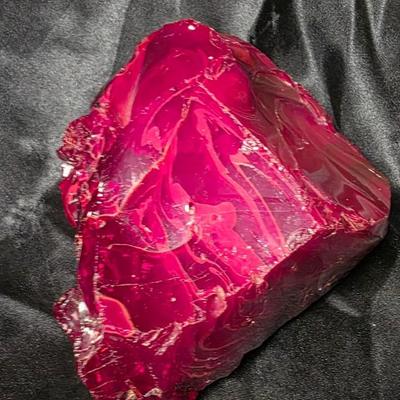 Massive 6.2lb Ruby Red Slag Glass Display Specimen with Blue Inclusions