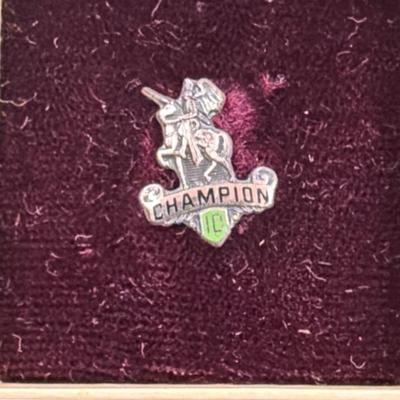 Sale Photo Thumbnail #534: Set of 4 Champion Paper Mill Years Worked Pins and Yellow Round Pin