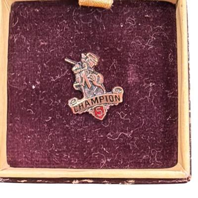 Sale Photo Thumbnail #532: Set of 4 Champion Paper Mill Years Worked Pins and Yellow Round Pin