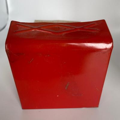 7” tall vintage metal matches holder