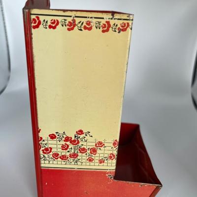 7” tall vintage metal matches holder