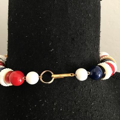 Vintage chunky West Germany, red white and blue necklace