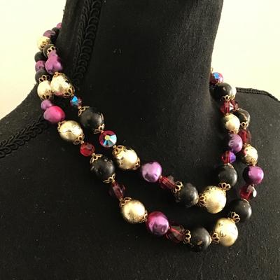 Beautiful, vintage, double strand, crystal bead necklace