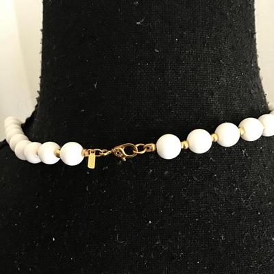 Monet Vintage White and gold tone bead necklace
