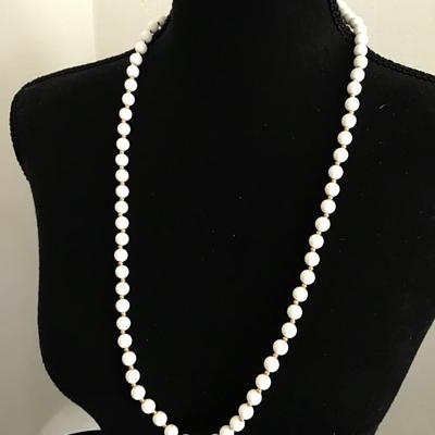 Monet Vintage White and gold tone bead necklace