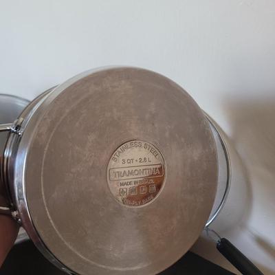 Sale Photo Thumbnail #626: All looks to be Wolfgang Puck except the colander and the other strainer and the pot without a lid. See last pic, 3 of these look to be unused