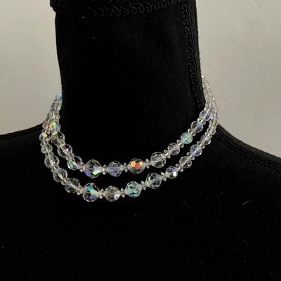 Vintage Laguna double strand, crystal bead necklace