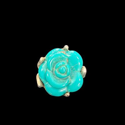 Sale Photo Thumbnail #606: Collection of Vintage Jade and Turquoise Rings  Set Of 5