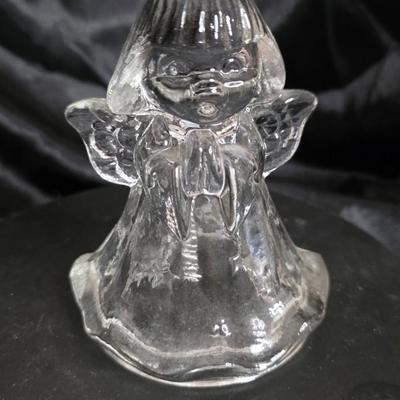 Vintage Clear Glass Angel Figurine Bell – Missing Clapper Chain End – Charming Holiday Display Piece