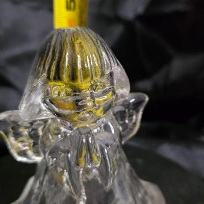 Vintage Clear Glass Angel Figurine Bell – Missing Clapper Chain End – Charming Holiday Display Piece