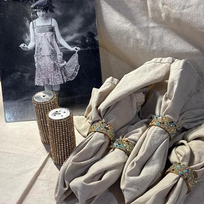 Glitz and swag! Napkins, napkin rings, salt & peppers