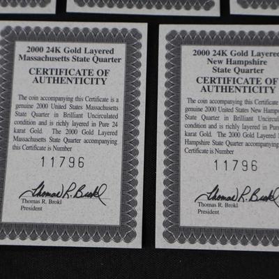 24K gold layered State Quarters Lot (7)