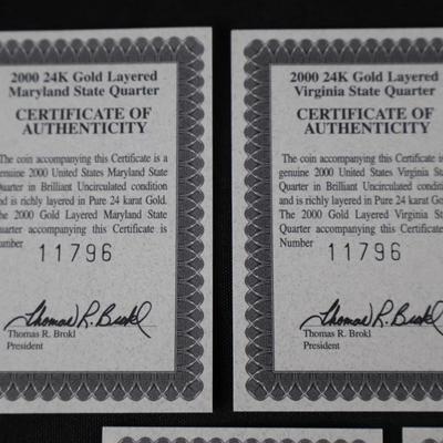 24K gold layered State Quarters Lot (7)