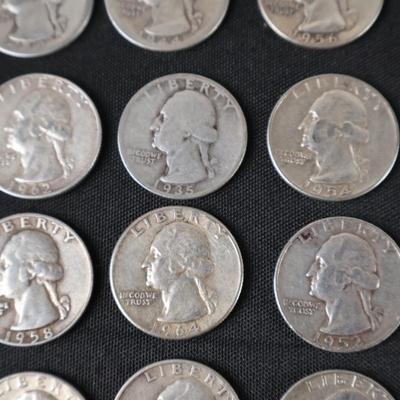 Silver Quarter Lot, All 90% Silver (20)