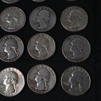 Silver Quarter Lot, All 90% Silver (20)
