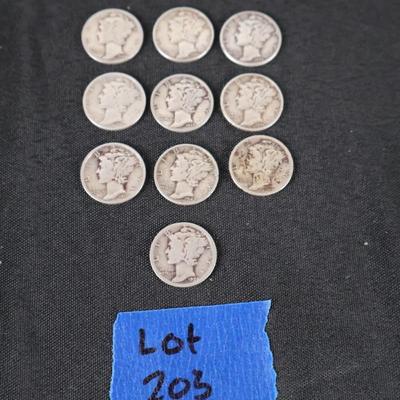 Mercury Dime Lot (10)