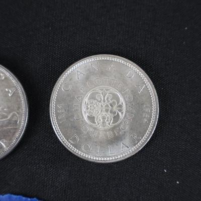 1957 & 1964 Canadian Silver Dollar Coins (2)