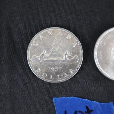 1957 & 1964 Canadian Silver Dollar Coins (2)