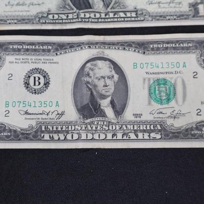 US Notes $1 & $2 - Silver Certificate