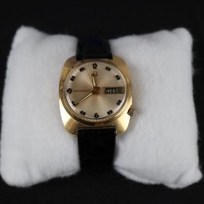 VINTAGE BULOVA ACCUTRON 14K GOLD CASE MEN'S WATCH DAY DATE