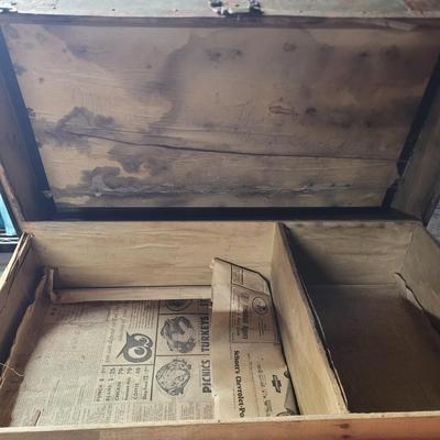 Sale Photo Thumbnail #742: In good shape and rope handles unbroken. 29" wide, 17" deep and 21" tall