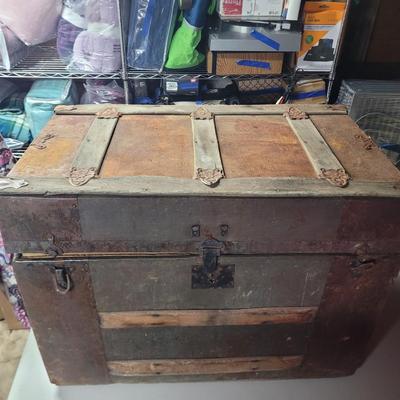 Sale Photo Thumbnail #741: In good shape and rope handles unbroken. 29" wide, 17" deep and 21" tall