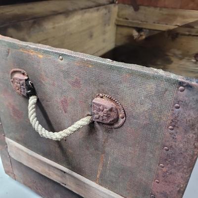 Sale Photo Thumbnail #746: In good shape and rope handles unbroken. 29" wide, 17" deep and 21" tall