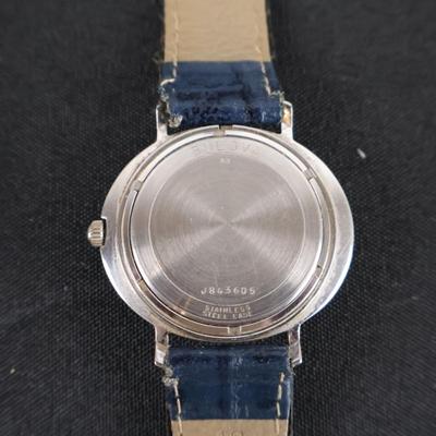 Bulova 23 Men's Automatic SS Oval Watch 11AOACB Blue Dial Day Date