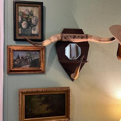 Sale Photo Thumbnail #35: Antique Steer Horn Hat Rack with Mirror 