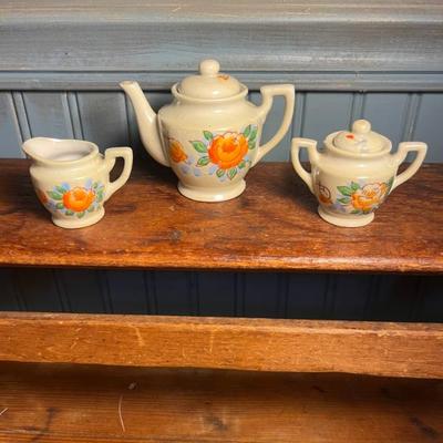 Sale Photo Thumbnail #93: Vintage Porcelain Teapot With Creamer And Sugar Bowl Occupied Japan Doll Size
