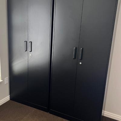 2 Black Metal Cabinets  in Main Building Office