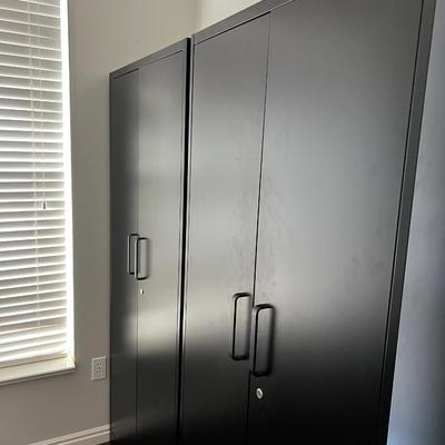 2 Black Metal Cabinets  in Main Building Office