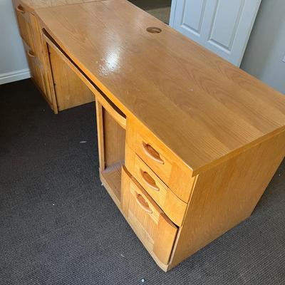 OAK Desk with Attached File Cabinet Main Office 
