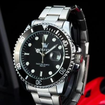 OLEVS Luxury Watches for Men Big Face Stainless Steel Business Dress Analog Quartz Watch with Day Waterproof