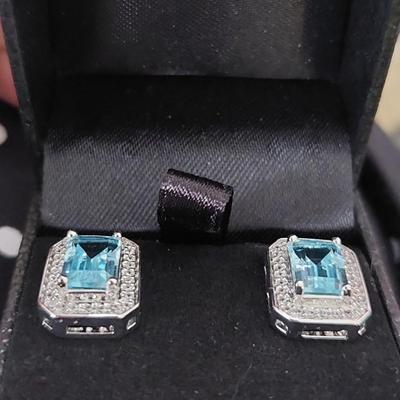 Platinum and topaz earrings