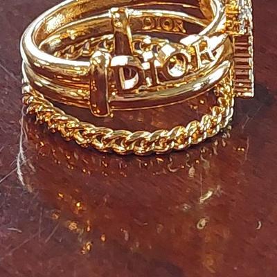 Christian Dior Giraffe Diorable Stacked Ring Metal with Crystals