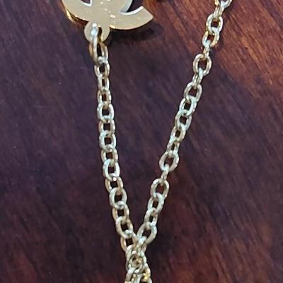 CC 18K GOLD PENDANT DIAMOND ZWAROVSKI NECKLACE