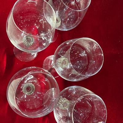 Five rhinestone stem water goblets!