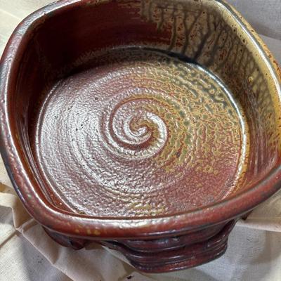 Signed pottery bowl, rust glaze!