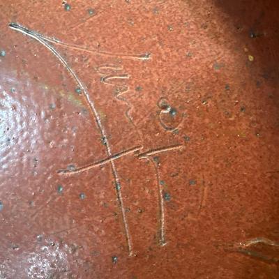Signed pottery bowl, rust glaze!